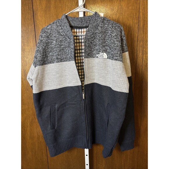 Men’s Blue/Gray Color Block Sweater Full Zip Size Large Pockets Fleece Lined XL - Picture 1 of 4
